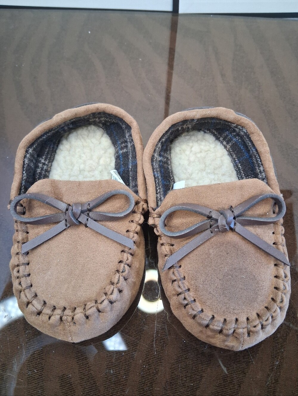 Kids Brown Moccasin Slipper with Bow